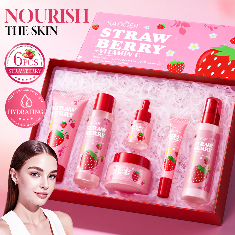 Luxury Skincare Gifts - Conjunto de Cuidados Faciais Luxuoso Strawberry
