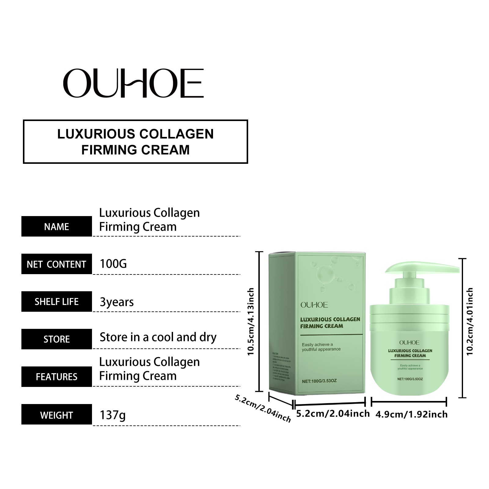 Creme peptídeo de colágeno 100 - Luxury Skincare Jars avaliação e preço